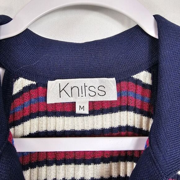 Knitss Olivia Dress Polo Neck Striped Knit Midi Dress - Size M - Picture 3 of 10
